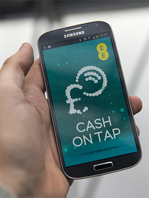 Cash On Tap by EE screen on smartphone