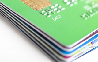 stack of credit cards with chip