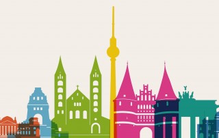 Berlin colourful graphic of mixed skyline