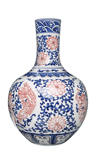 Blue patterned ming vase