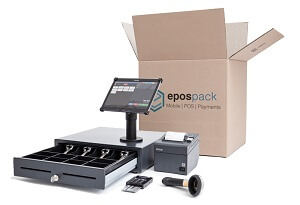 EPOS delivery pack with till drawer, touchscreen, printer, scanner and card reader