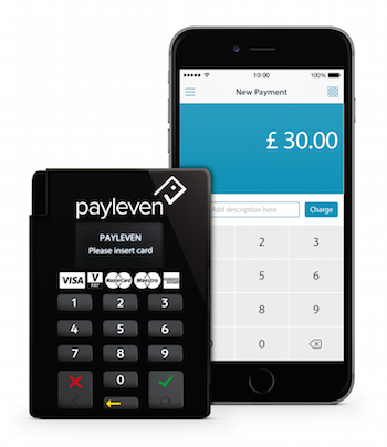 Payleven chip card reader next to iPhone