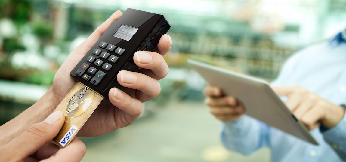 Adyen Shuttle mobile card reader accepting chip payment