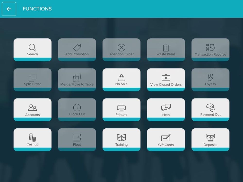 Intelligentpos functions menu in POS app