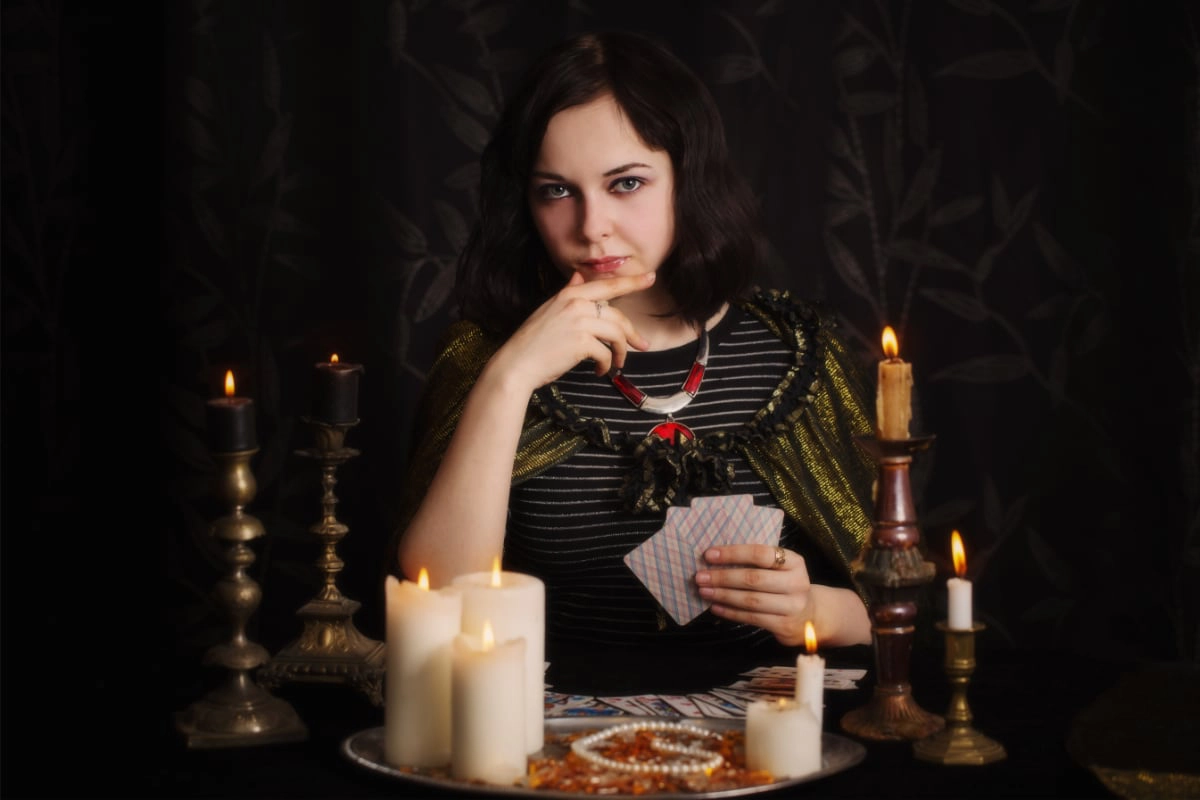 fortune teller with candles