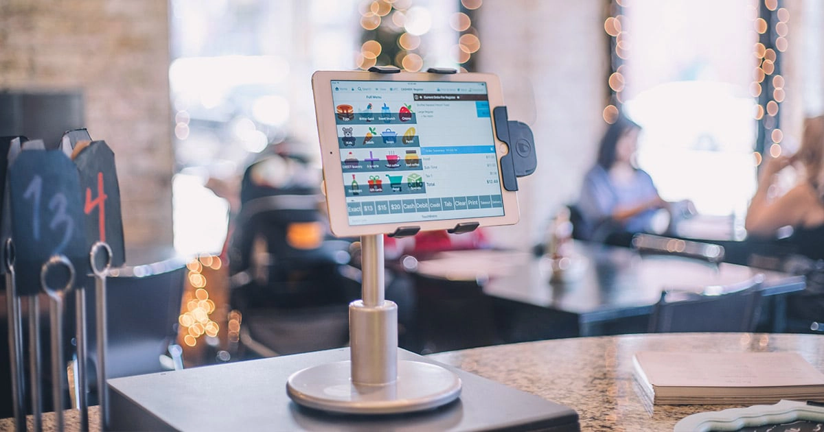 TouchBistro iPad on a restaurant counter