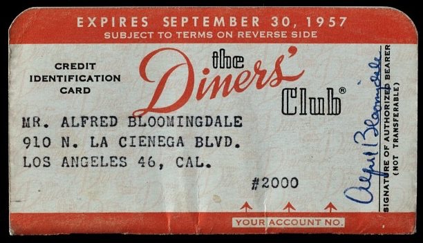 Original Diners Club card from 1950s