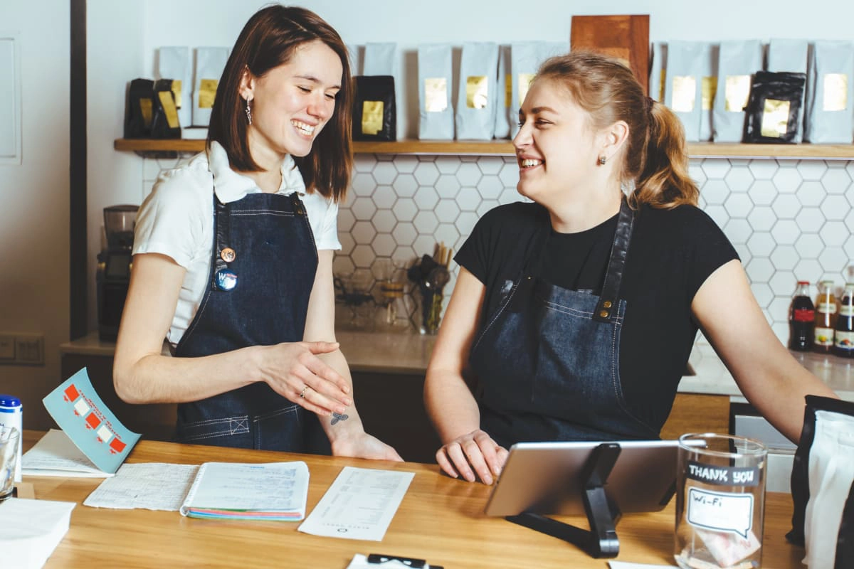 Tablet till system used behind cafe counter