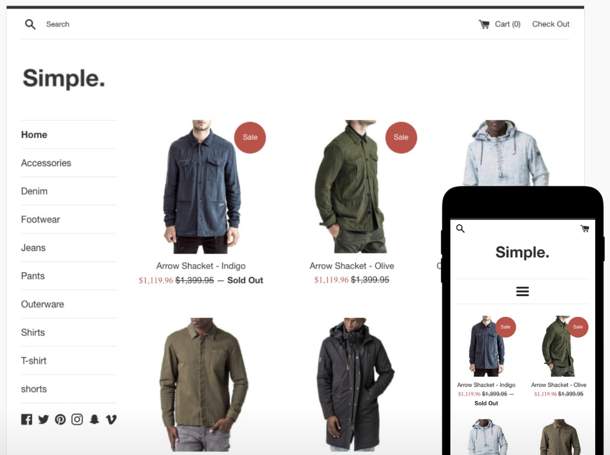 Shopify template for clothes