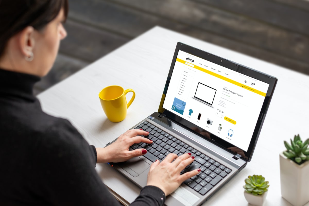Woman creating pages of a website
