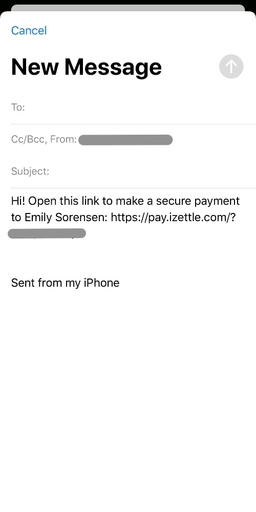 iZettle pay link by email