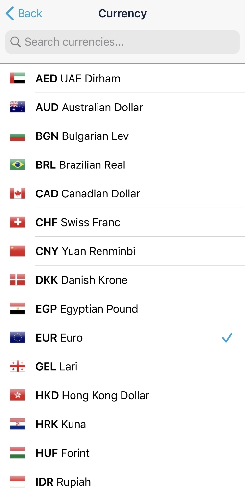Monzo international transfer currency list