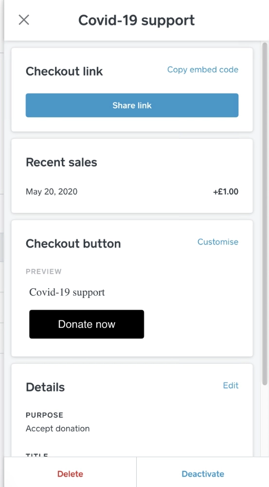Square Online Checkout donation link