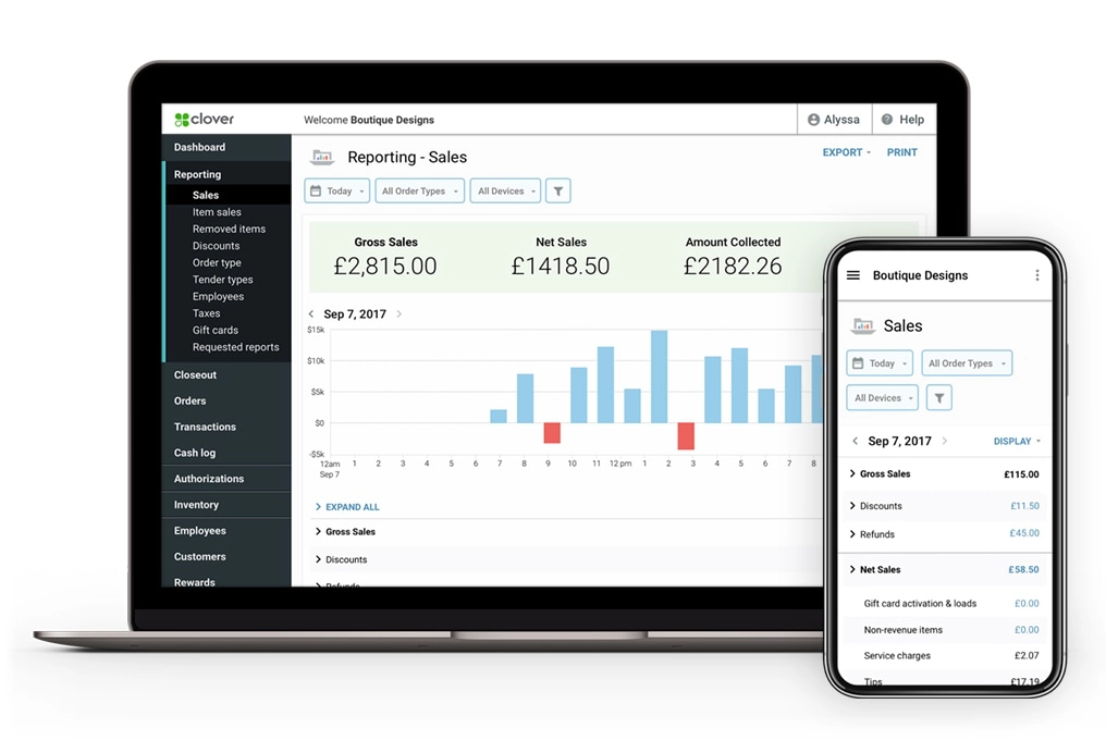 Clover POS sales reports
