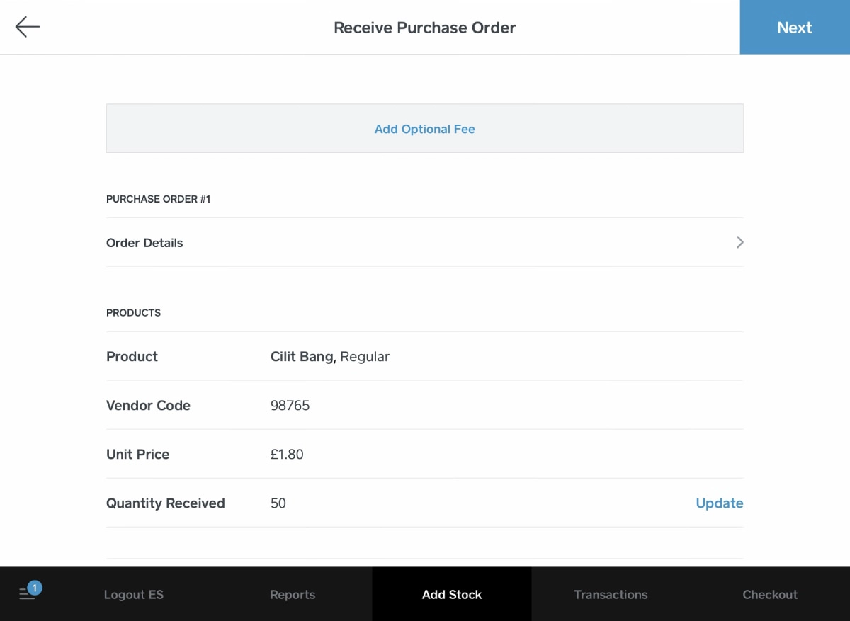 Square retail stock