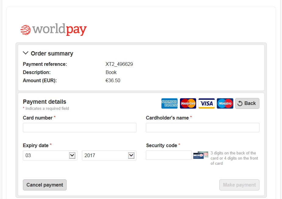 Worldpay online payment gateway