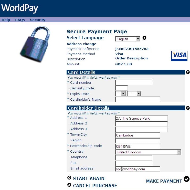 Worldpay online payment gateway