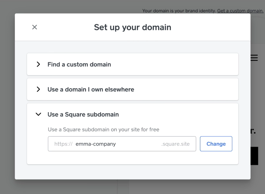 Square Online domain
