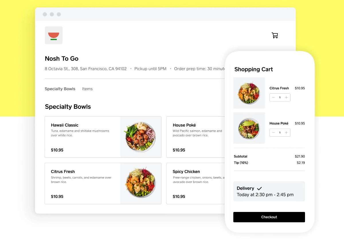 Square Online ordering menu