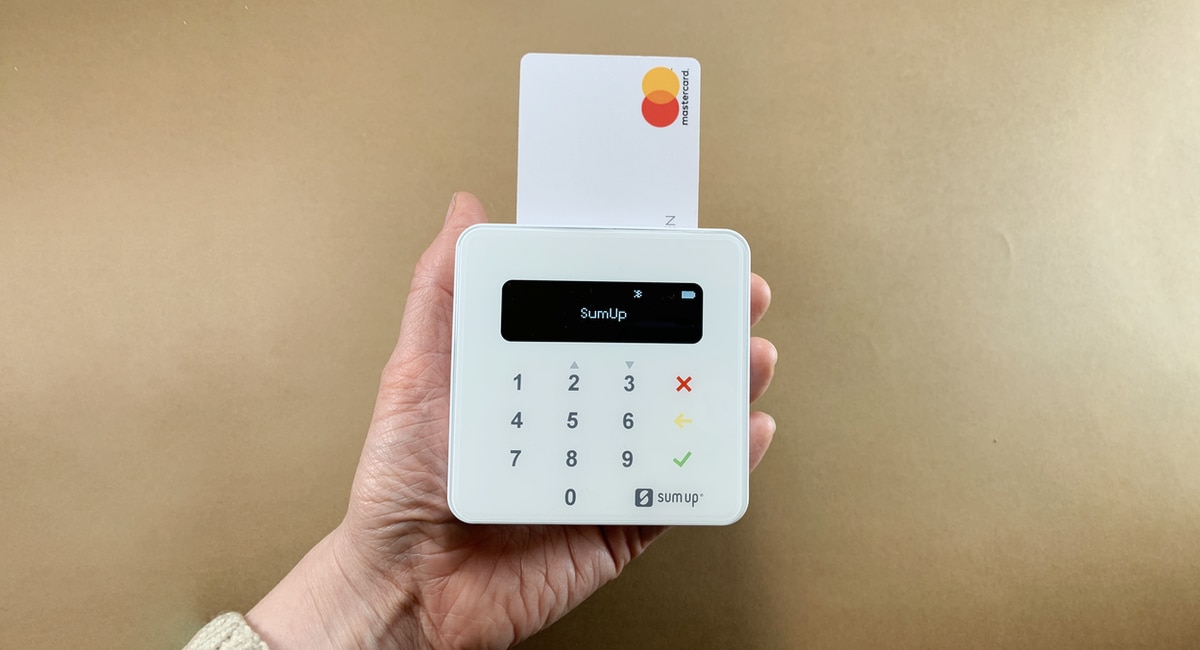SumUp card reader in hand