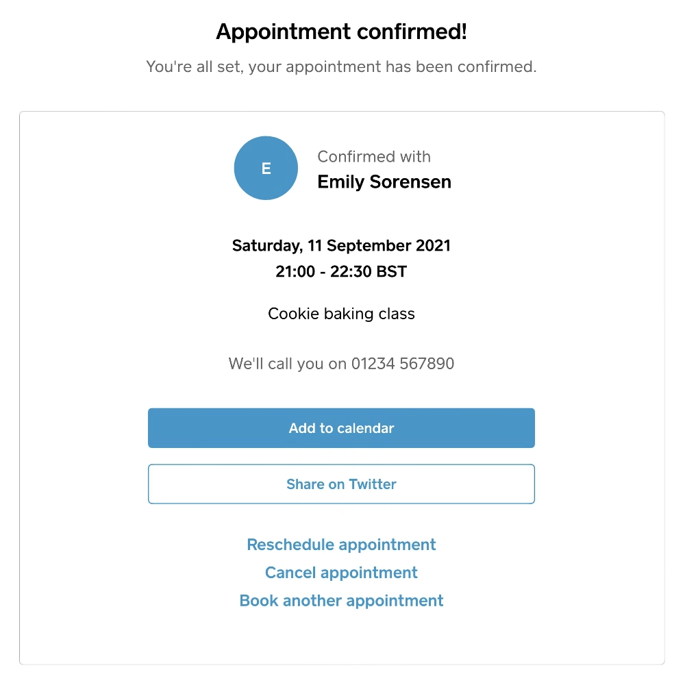 Square Appointments customer booking confirmation