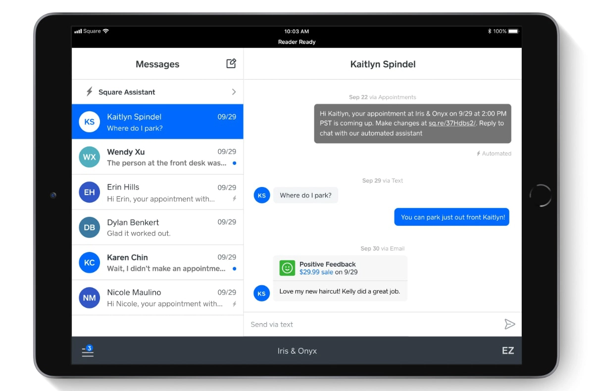 Square Messages on iPad Square Messages on iPad