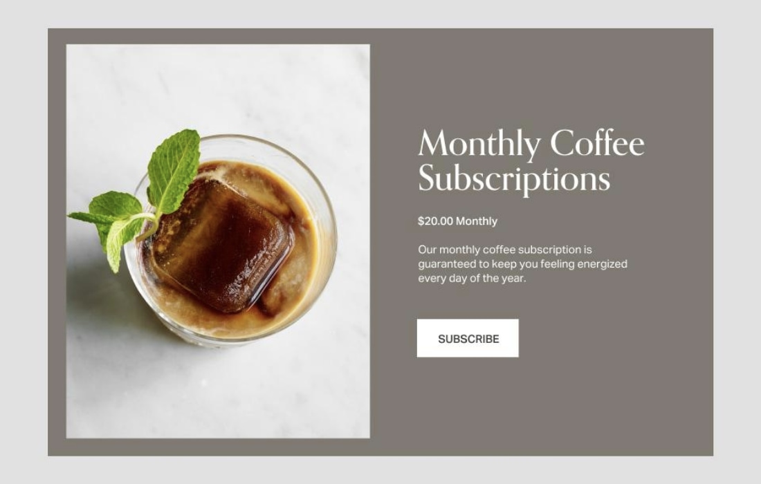 Squarespace subscription example