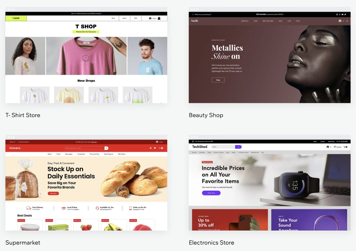 Wix Stores templates
