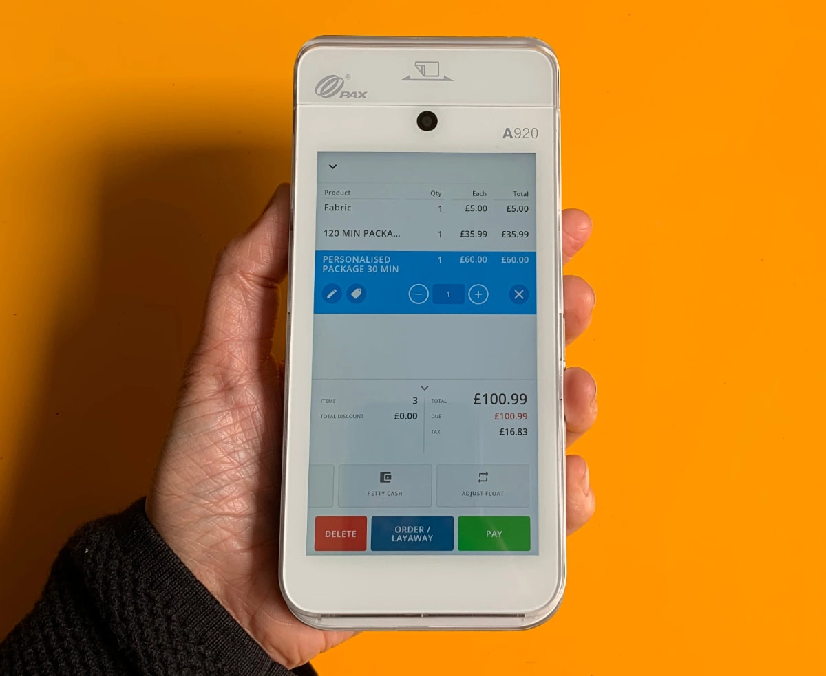 Takepayments’ smartPOS terminal that we tested with Epos Now software