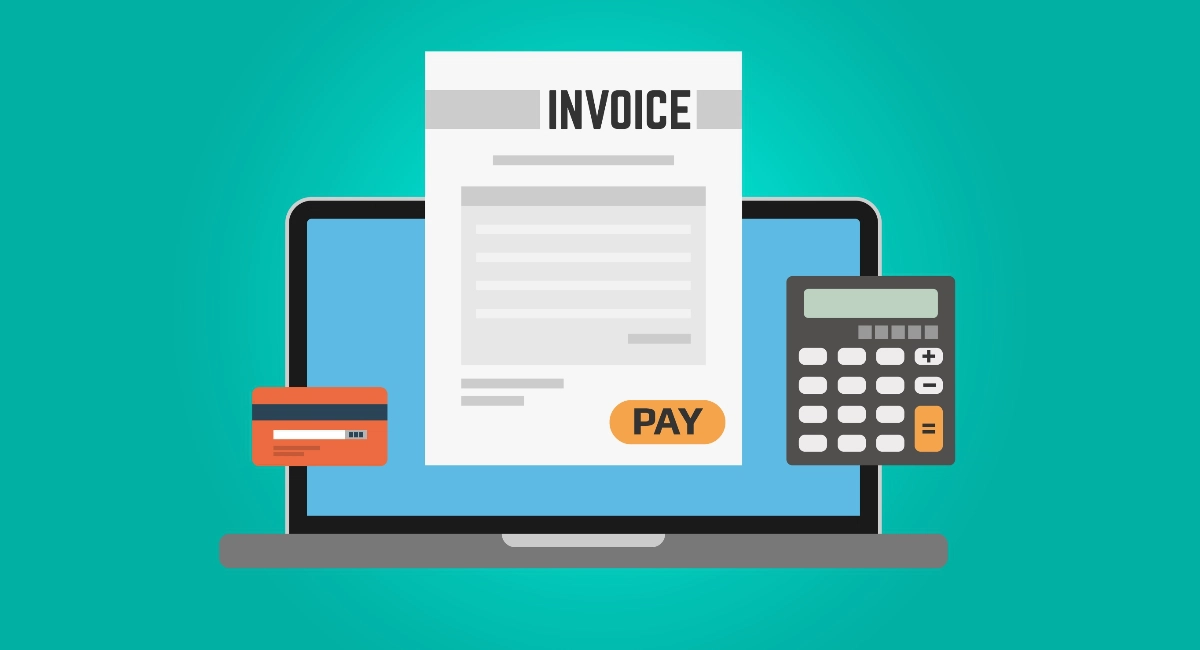 e-invoice in front of laptop