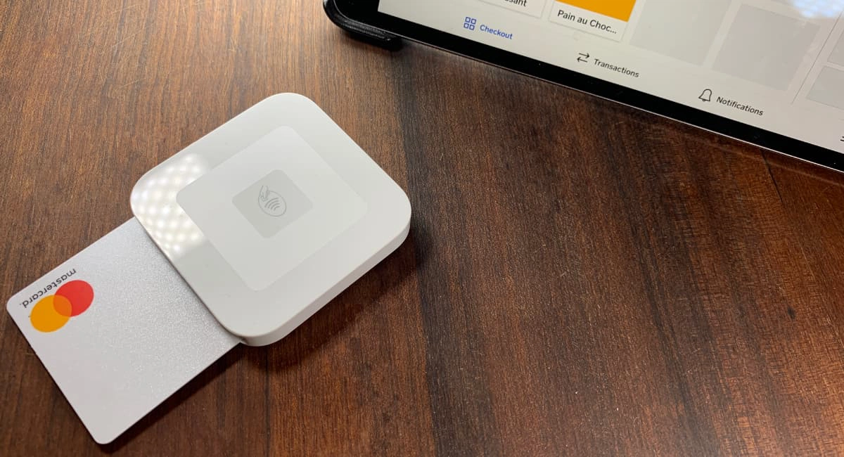 Square Reader on wooden table