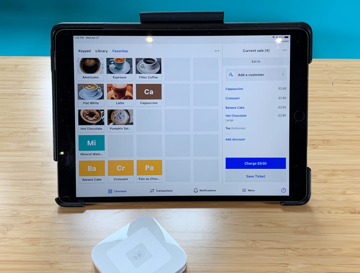 The Square Point of Sale app has many free features Square POS iPad product library