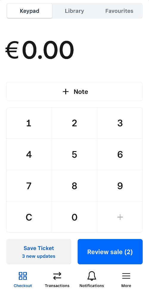 manual entry screen in Square POS app