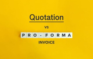 Quotation vs pro-forma invoice on yellow background