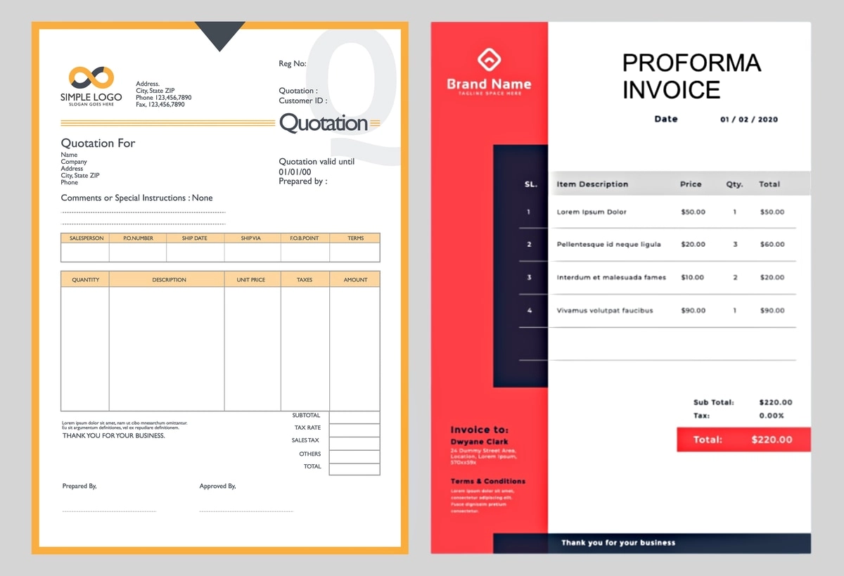 quotation and proforma invoice