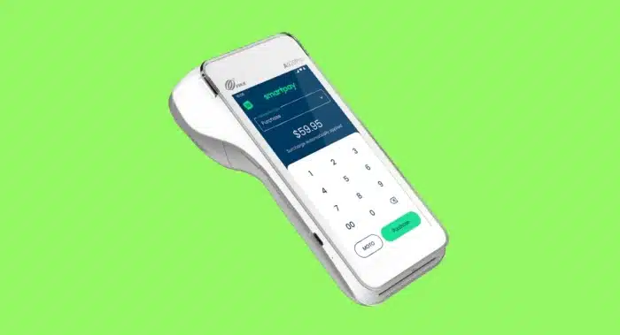 Smartpay EFTPOS machine on green background