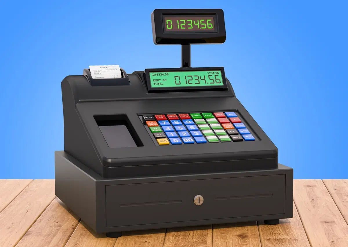 cash register on table