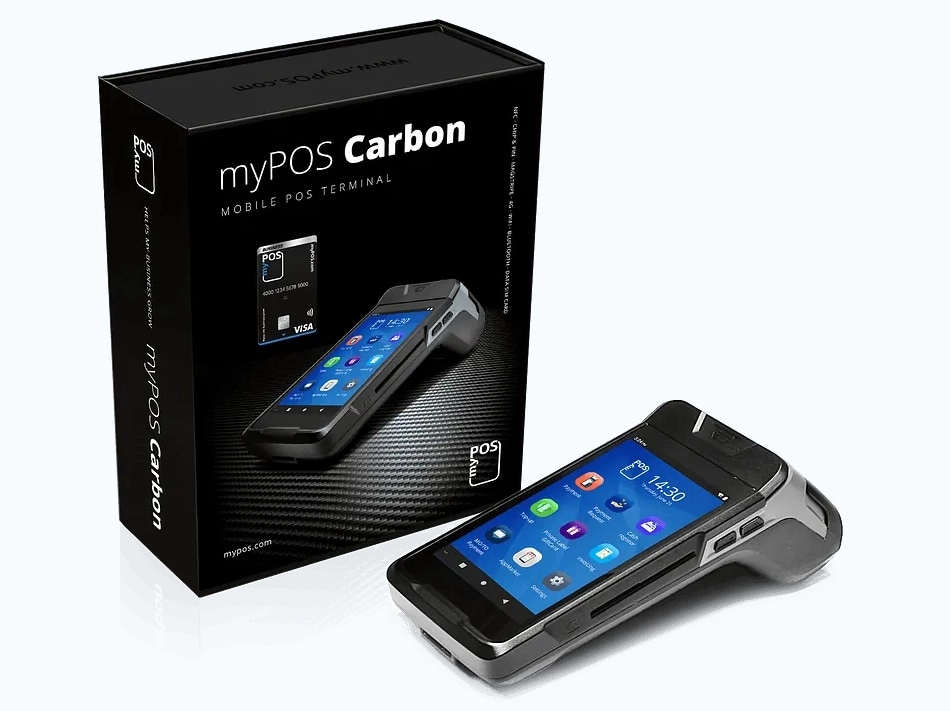 myPOS Carbon next to its box