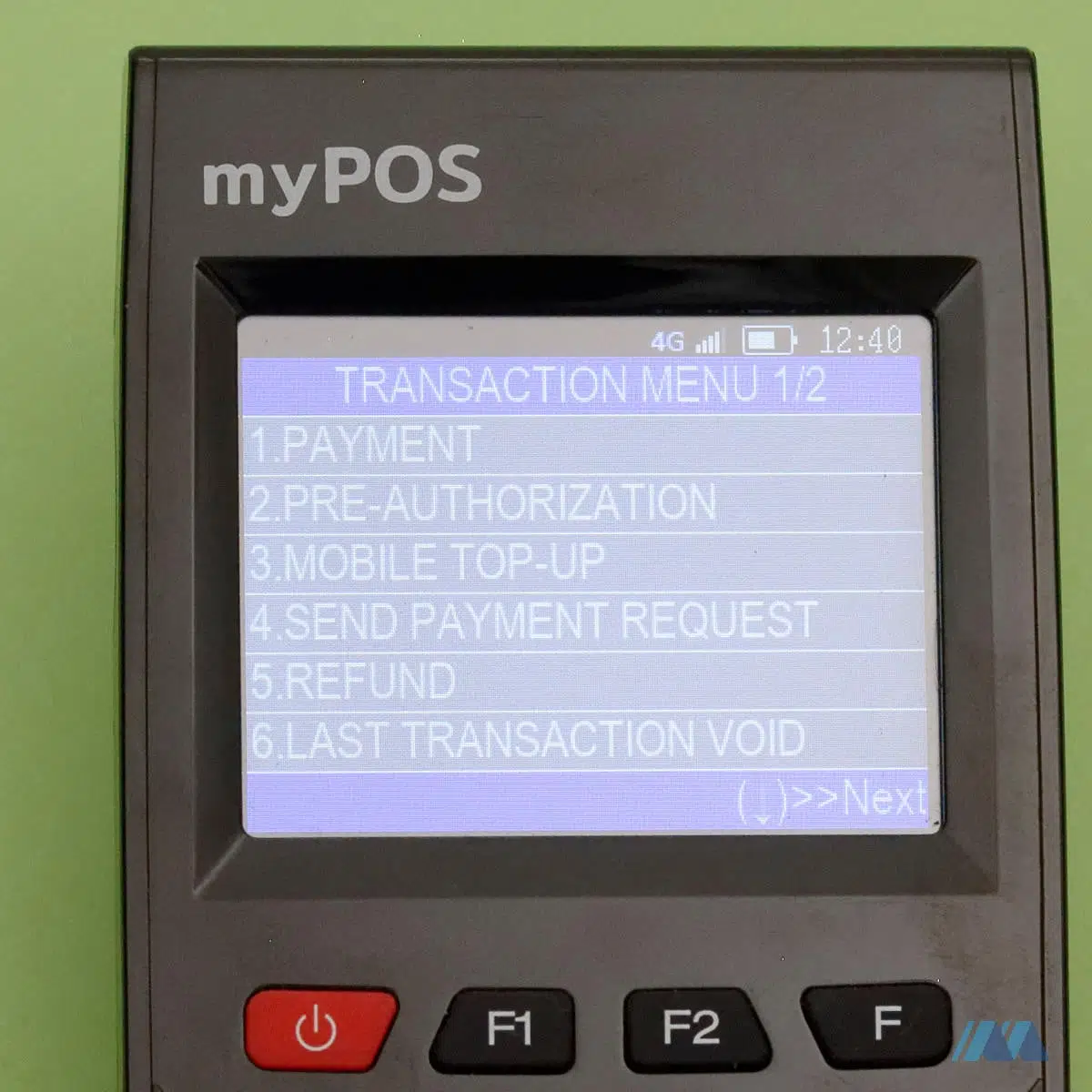 myPOS Go transaction menu part 1