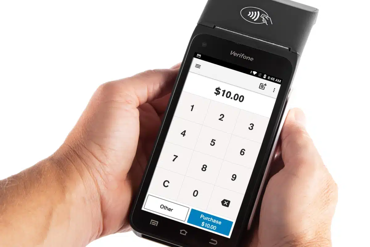 PayNuts portable EFTPOS terminal in hands