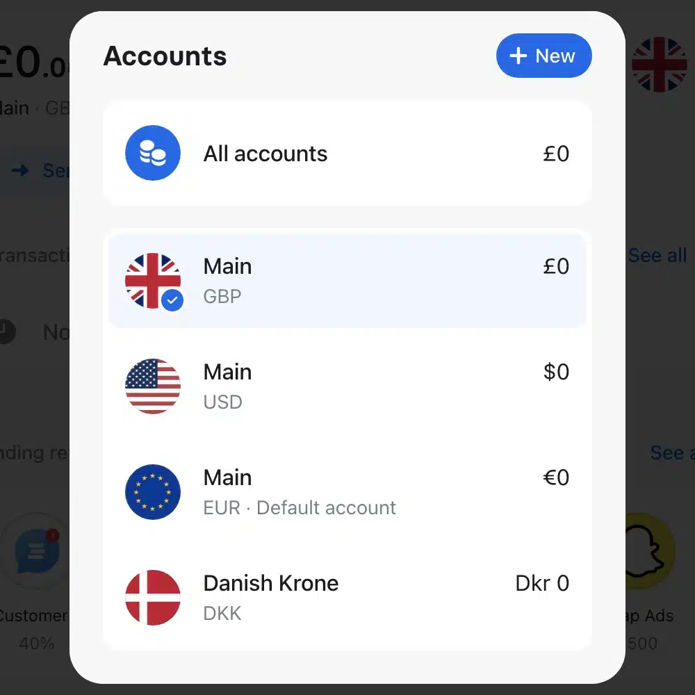Revolut currency account creation pop-up