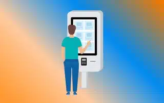 self-service kiosk with customer