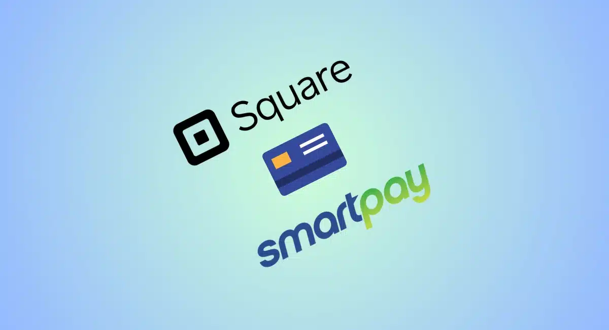 Square and Smartpay logos with credit card in between