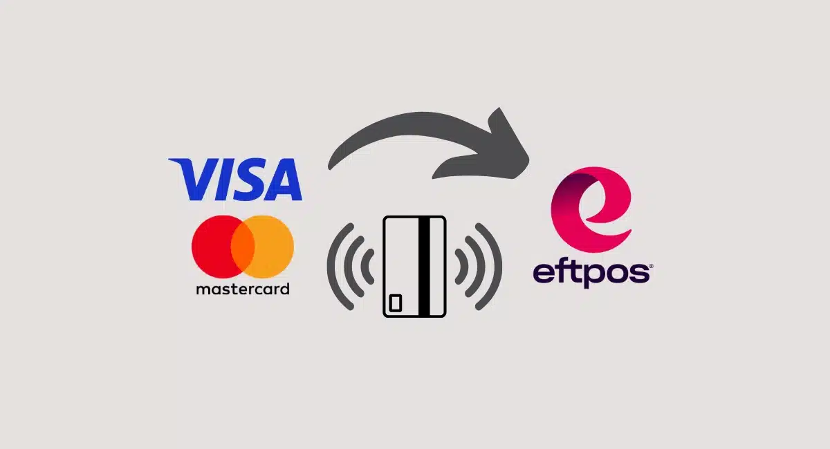 arrow over contactless card from Visa and Mastercard to eftpos
