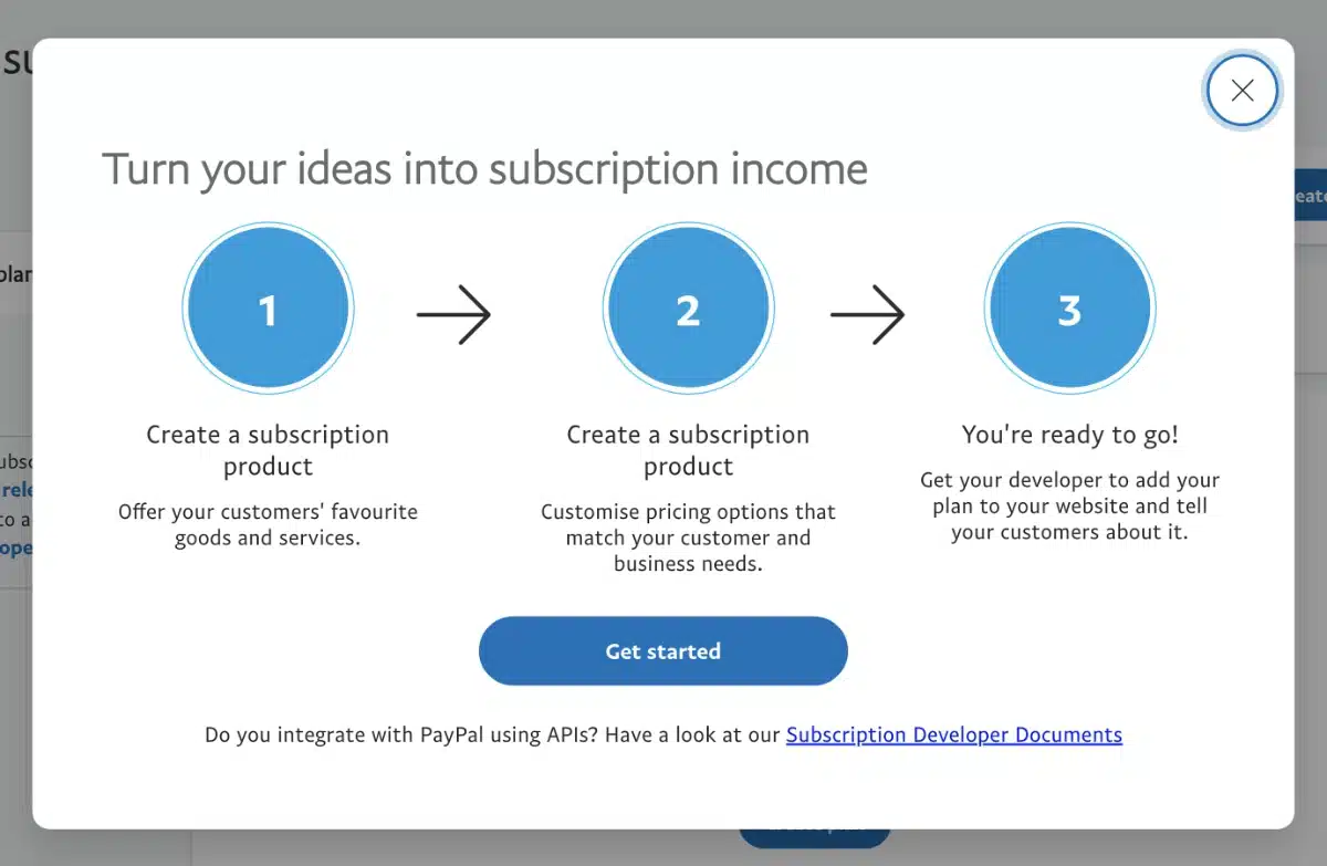 PayPal create subscription steps