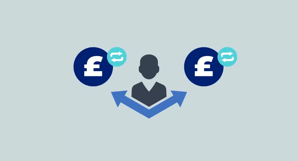 merchant with arrows to two recurring payments in £