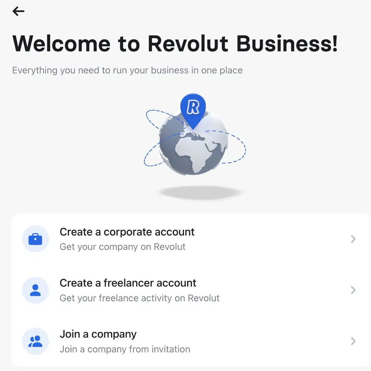 Revolut Business sign-up page