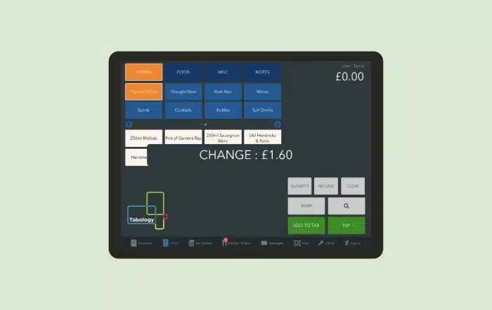 Tabology POS app screen