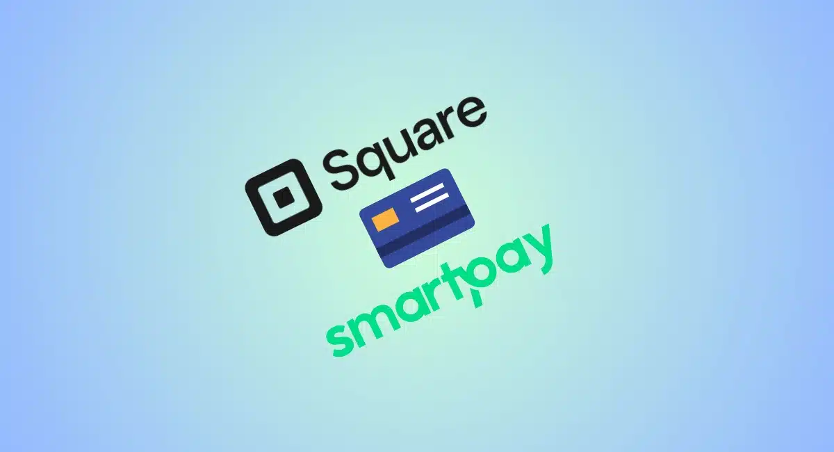 Square and Smartpay logos with credit card