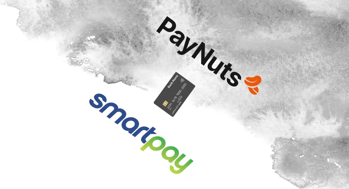Smartpay and PayNuts logos with bank card